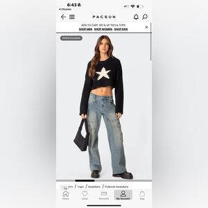 PacSun edikted Black and White Star Sweater xs/s
